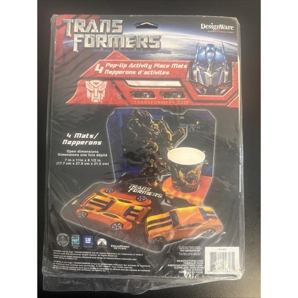 Designware Other - Transformers 2007 Pop-up Activity Place Mats 4 car Bumblebee Paper Art decor
